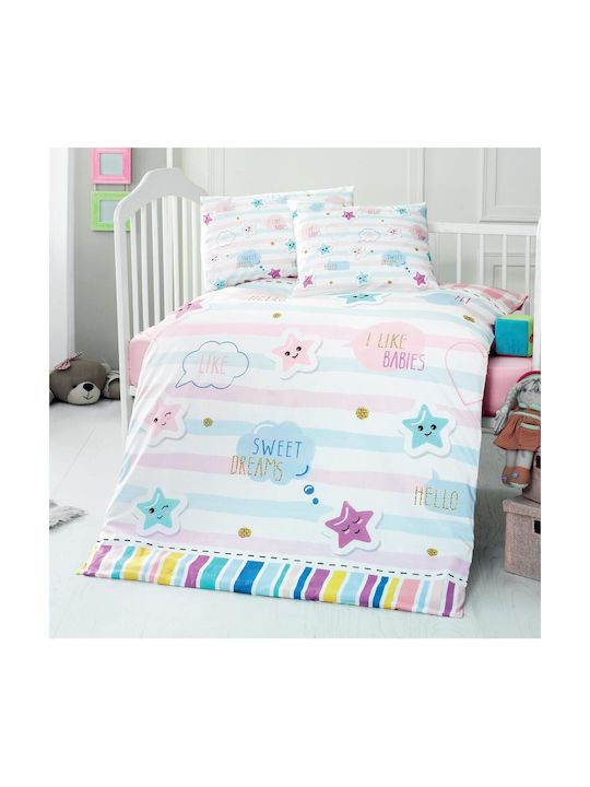 Beauty Home Baby Sheets Set Crib Cotton Pink Pink 100x150cm 3pcs