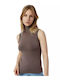 Women's Sleeveless Turtleneck T-Shirt Coffee