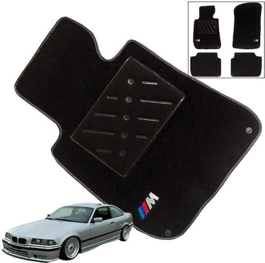 Carro 242934 Carpet Car Mats BMW 3 E36 1990-1999 Double Embroidery M Black 4 Pieces