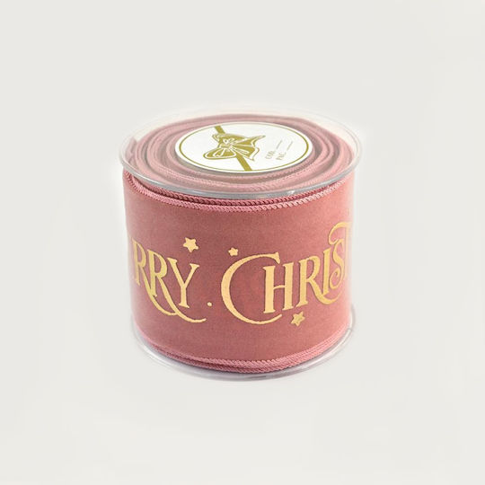 Christmas Velvet Ribbon Luxury Merry Christmas Dusty Pink-Gold 8cm X 9m T7018326 8-mauve Gold