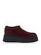 Leather Women's Moccasins in Burgundy Color