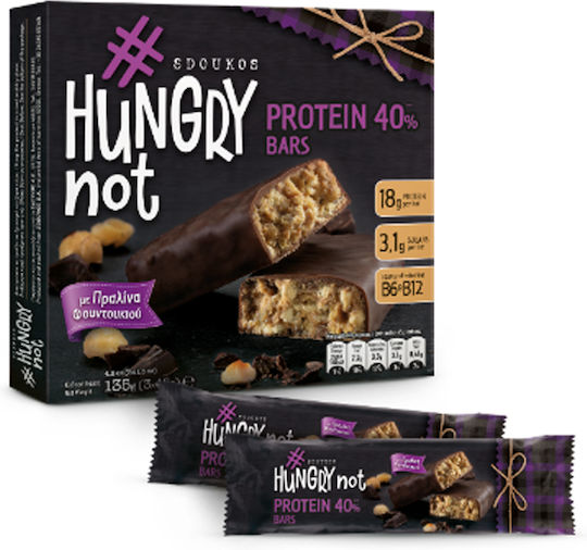 Hungry Not Protein 40% Bar with 40% Protein & Flavor Milk Chocolate And Hazelnut Praline 45gr