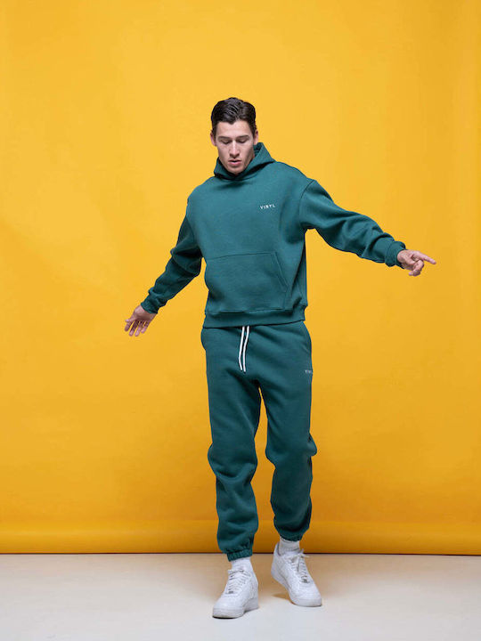 【SATIIIZ】Keijeun track nylon sweatshirt Vinyl Art Clothing Sweatpants with Elastic Petrol (Item J062