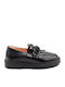 Girls Leather Moccasins Black