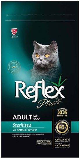 Reflex Plus Ξηρά Τροφή για Ενήλικες Στειρωμένες Γάτες με Κοτόπουλο / Καλαμπόκι / Ρύζι / Συκώτι 3x1kg