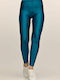 Women's Long Training Legging Shiny & High Waisted Petrol