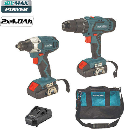 Bormann BCD9011 Сет Ударна машина & Ударна бормашина 18V с 2 батерии 4Ах и куфар