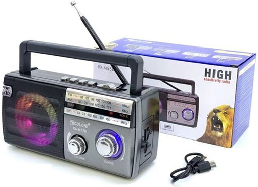 Golon RX-M77D Tabletop Radio Solar with Bluetooth and USB Silver