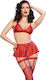 Chilirose Rotes Leder- und Latex-Outfit