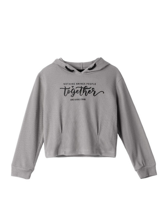 Evita Kids Sweatshirt with Hood and Pockets Gray