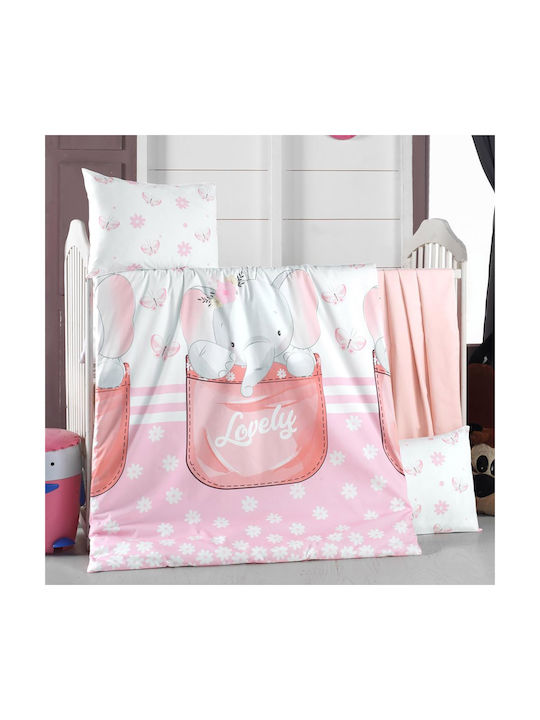 Beauty Home Baby Sheets Set Crib Cotton Pink Multicolored 100x150cm 4pcs