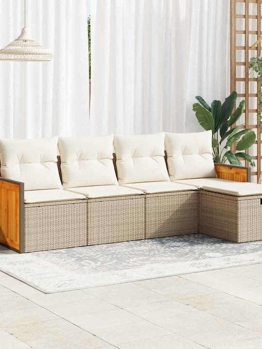 Corner Outdoor Sofa Rattan with Chest and Cushions 55x55x69cm