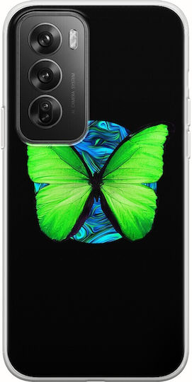 Зеленa пеперуда Oppo Reno 12 Pro 5g гъвкав TPU прозрачен силикон