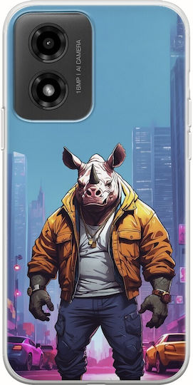 Street Animals Rhinoceros Motorola Moto G04 Flexible Tpu Διάφανη Σιλικόνη