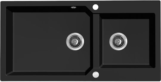 Laveo Milos Drop-In Kitchen Sink made of Liquid Granite M97.5xP50cm Black