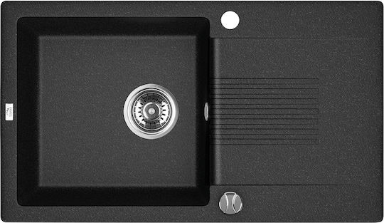 Laveo Celia Drop-In Küchenspüle aus Flüssiger Granit M76xB44cm Schwarze