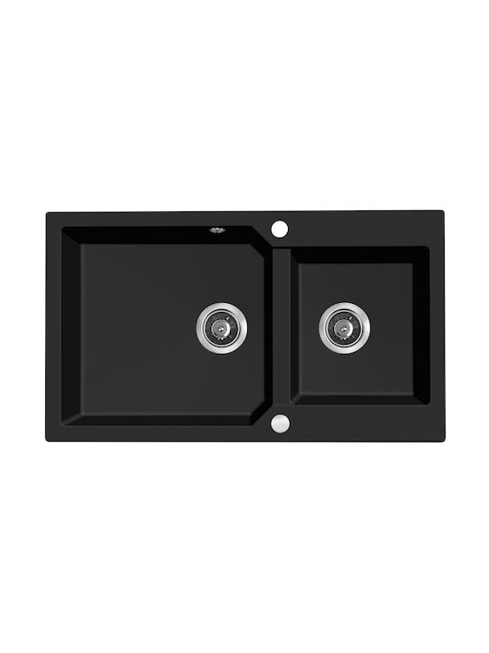 Laveo Drop-In Spüle aus Verbundgranulat B86xT49.7cm Schwarz