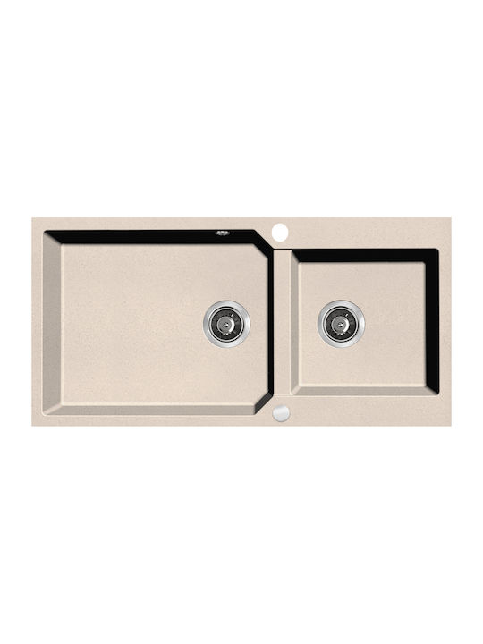 Laveo Drop-In Spüle aus Verbundgranulat B97.5xT50cm Beige