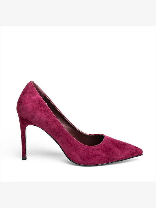 Nazeli Suede Pointed Toe Burgundy Heels