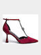 Pumps mit Riemchen & hoher Absatz Burgundisch