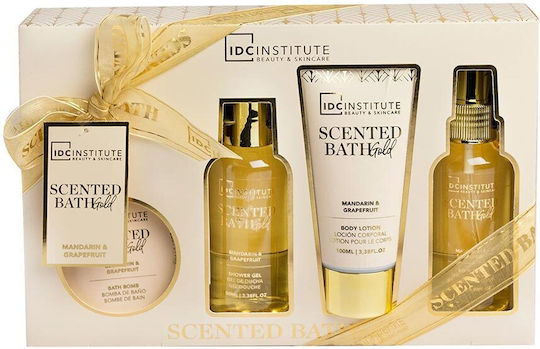 IDC Institute Bath Gold Mandarin & Grapefruit Hautpflegeset für Reinigung Körperreinigung 4Stück