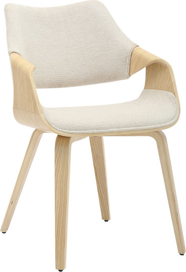 Netto Dining Room Fabric Armchair Beige 55x56x83cm