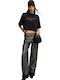 Gealena High Waist Women's Jean Trousers Gray