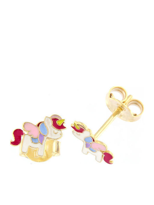 Ios Хипоалергенни Детски Обеци Studs Еднорози от Злато 14K