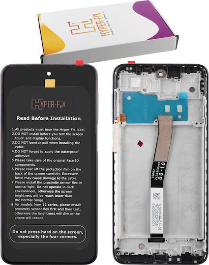 Hyper Fix Οθόνη με Μηχανισμό Αφής και Πλαίσιο για Xiaomi Redmi Note 9 Pro, Note 9 Pro Max, Note 9S (Γκρι)