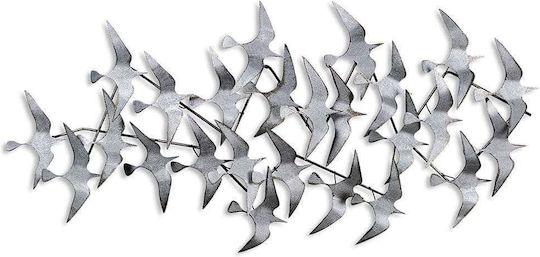 Wallity Decorațiune pentru Perete Martilar Argintiu din Metal 124x59cm
