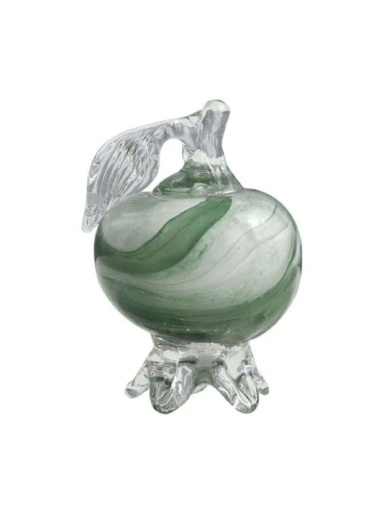 Marhome Επιτραπέζιο Γούρι Ρόδι Λευκό από Γυαλί 6x10cm