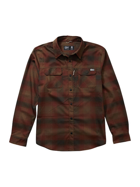 Salty Crew Long Sleeve Flannel Shirt Burgundy