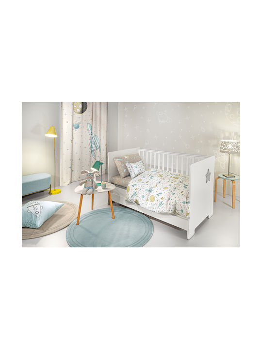 Guy Laroche Set Lenjeri De Patut Bebe Pentru Patut Bumbac Meteor Sky Ecru 115x170cm 3 Bucăți