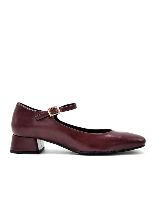 Pantofi cu toc cu Curea Burgundy