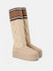 Wildleder Damenstiefel mit mittlerem Absatz Beige