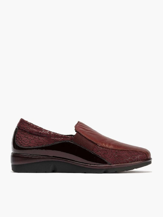 Leather Women's Moccasins in Burgundy Color