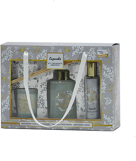 Set de 3 lumânări parfumate tip bețișor cu aromă de brioșă, alb Gtr