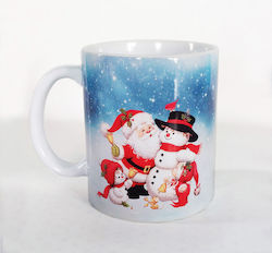 Weihnachtlicher Becher mit Weihnachtsmann und Schneemann