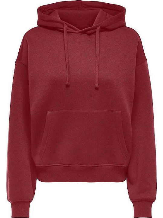 Only Дълга Дамски Суитшърт Худи Bordeaux