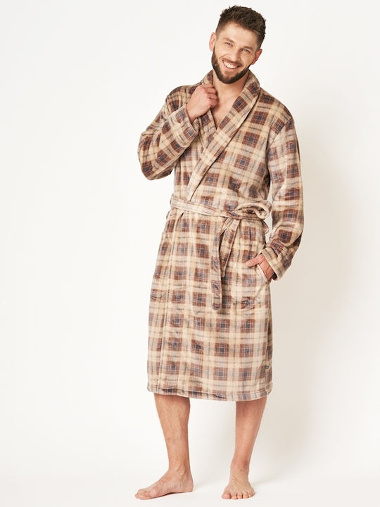 Key Зимна Каре Мъжка Халат Кафяв