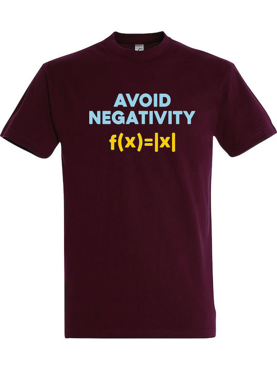 Avoid Negativity Geek Math T-shirt Μπορντό Βαμβ...