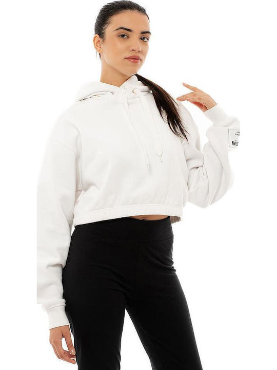 Be:Nation Gekürzt Damen Sweatshirt Kapuzen Weiß