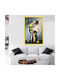 Tablou cu Ramă Aurie Design Flori Galbene în Vază Pietre Reliefate Tip Diamant 60.5x41x2.5cm