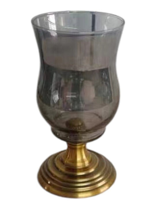 Karvounis Glass Candle Holder with Antique Gold Metal Base 20x10cm Hc-136 6900016136660