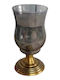 Karvounis Glass Candle Holder with Antique Gold Metal Base 20x10cm Hc-136 6900016136660
