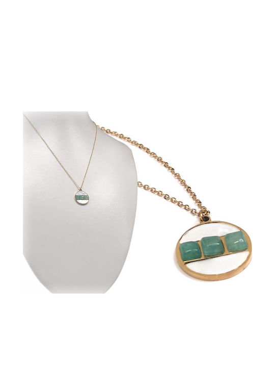 Isay Collection Necklace from Gold Plated Steel Turquoise