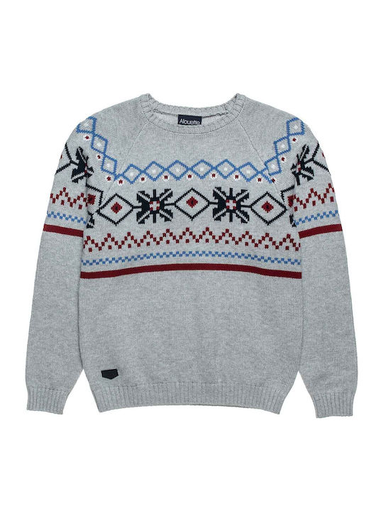 Kids' Sweater Long Sleeve Gray Geometrical Pattern
