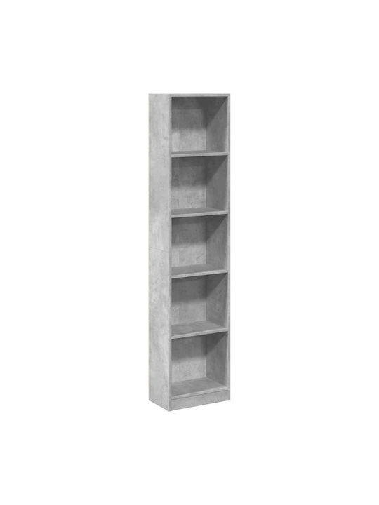 Bookcase Grey Concrete 40x24x176cm