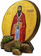 Saint Eustratius Round Icon for Base & Wall 12.4cm x 12.5cm