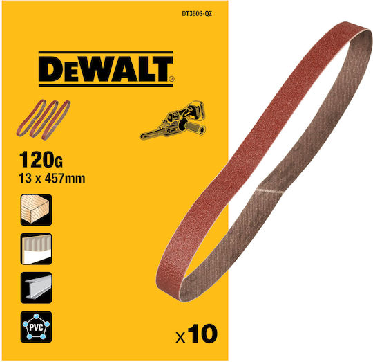 DEWALT Sanding Belt K120 13x457mm Set 10pcs